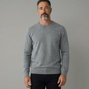 Italian Yarn Wool Sweater Gray Crewneck Elbow Patch Men’s L Banana Republic